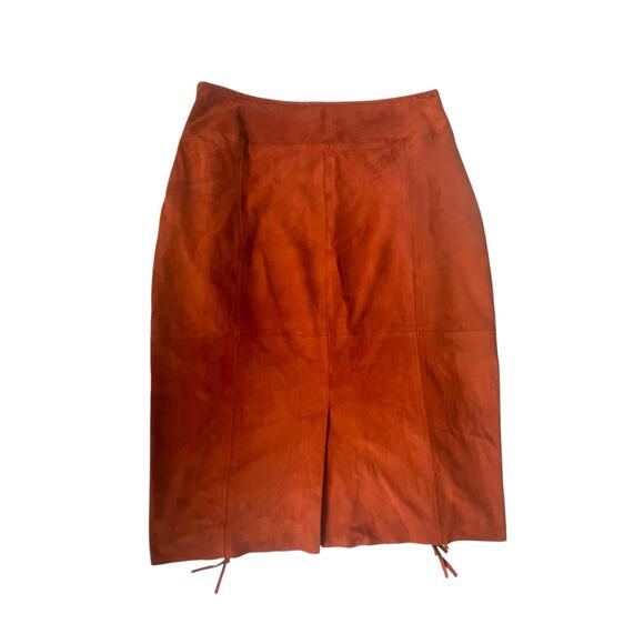 Tamara Mellon Fringed Boho Suede Skirt Burnt Orange 6 $895 - Picture 12 of 16
